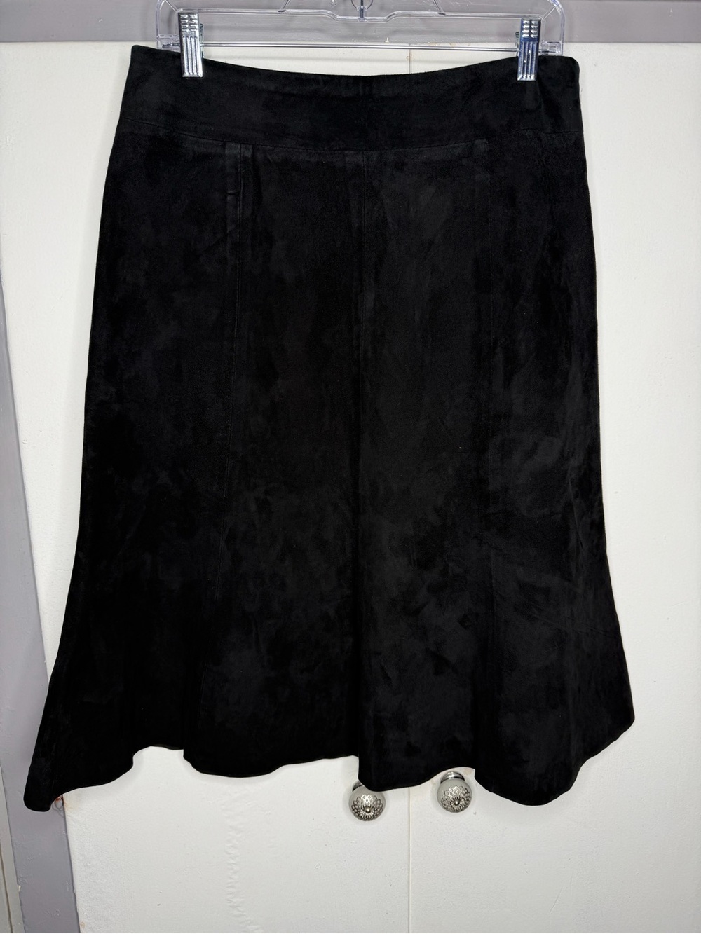 Eileen Fisher Goat Suede Black Gored Skirt Lined SMALL western boho quite luxury